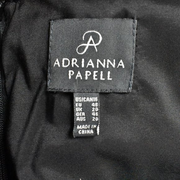 ADRIANNA PAPELL Dress 16 Black Lined Sleeveless Back Zipper V Cut Neck Line - Picture 6 of 6